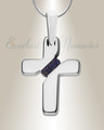 Solid 14K White Gold Honoring Cross with Black Flame Opal Ash Resin Jewelry