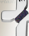 Solid 14K White Gold Honoring Cross with Black Flame Opal Ash Resin Jewelry