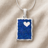 Solid 14K White Gold Adored Rectangle with Opal Blue Waters Ash Resin Jewelry