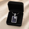 Solid 14K White Gold Adored Rectangle with Black Flame Opal Ash Resin Jewelry