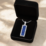 Solid 14K White Gold Lasting Long Rectangle with Opal Blue Waters Ash Resin Jewelry