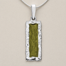 Solid 14K White Gold Lasting Long Rectangle with Sage Ash Resin Jewelry