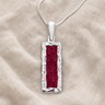 Solid 14K White Gold Lasting Long Rectangle with Scarlet Pearl Opal Ash Resin Jewelry