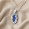 Solid 14K White Gold Heartfelt Oval with Opal Blue Waters Ash Resin Jewelry