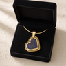 Solid 14K Gold Attentive Heart with Black Flame Opal Ash Resin Jewelry