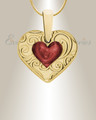 Solid 14K Gold Pleasant Heart with Crimson Ash Resin Jewelry