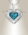 Solid 14K White Gold Pleasant Heart with Aqua Ash Resin Jewelry