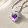 Solid 14K White Gold Lined Heart with Mullberry Ash Resin Jewelry