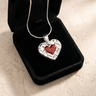 Solid 14K White Gold Woven Heart with Crimson Ash Resin Jewelry