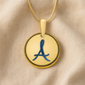Solid 14K Gold Initial Round with Cobalt Ash Resin Jewelry