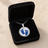 Solid 14K White Gold Lasting Imprint Round with Blue Caribbean Opal Ash Resin Jewelry