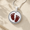 Solid 14K White Gold Lasting Imprint Round with Crimson Ash Resin Jewelry