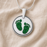 Solid 14K White Gold Lasting Imprint Round with Seafoam Ash Resin Jewelry