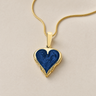 Solid 14K Gold Feathered Heart with Cobalt Ash Resin Jewelry