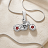 Solid 14K White Gold Riding Along with Crimson Ash Resin Jewelry