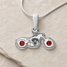 Solid 14K White Gold Riding Along with Crimson Ash Resin Jewelry