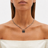 Solid 14K White Gold Lovable Butterfly with Crimson and Slate Ash Resin Jewelry