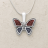 Solid 14K White Gold Lovable Butterfly with Crimson and Slate Ash Resin Jewelry