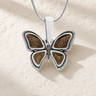 Solid 14K White Gold Lovable Butterfly with Carob Ash Resin Jewelry