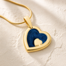 Solid 14K Gold Two Of A Kind Heart with Cobalt Ash Resin Jewelry