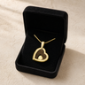 Solid 14K Gold Two Of A Kind Heart with Carob Ash Resin Jewelry