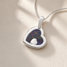 Solid 14K White Gold Two Of A Kind Heart with Black Flame Opal Ash Resin Jewelry