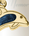 Solid 14K Gold Jubilant Dolphin with Cobalt Ash Resin Jewelry