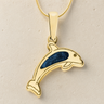 Solid 14K Gold Jubilant Dolphin with Cobalt Ash Resin Jewelry