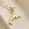 Solid 14K Gold Jubilant Dolphin with Cream Ash Resin Jewelry