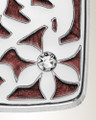Solid 14K White Gold Flowered Rectangle with Crimson Ash Resin Jewelry