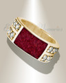 Solid 14K Gold Men's Yellowstone Ash Ring with Scarlet Pearl Opal
