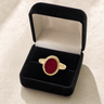 Solid 14K Gold Women's Bethany Ash Ring with Scarlet Pearl Opal