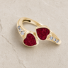 Solid 14K Gold Women's Rosalia Ash Ring with Scarlet Pearl Opal