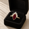 Solid 14K Gold Women's Lakeway Ash Ring with Scarlet Pearl Opal