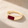 Solid 14K Gold Men's Desoto Ash Ring with Scarlet Pearl Opal