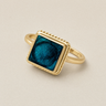 Solid 14K Gold Women's Granville Ash Ring with Aqua