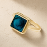 Solid 14K Gold Women's Granville Ash Ring with Aqua