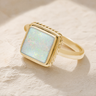 Solid 14K Gold Women's Granville Ash Ring with Crushed Cream Opal