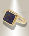 Solid 14K Gold Women's Granville Ash Ring with Black Flame Opal