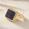 Solid 14K Gold Women's Granville Ash Ring with Black Flame Opal