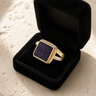 Solid 14K Gold Women's Granville Ash Ring with Black Flame Opal