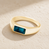Solid 14K Gold Men's Desoto Ash Ring with Aqua