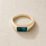 Solid 14K Gold Men's Desoto Ash Ring with Aqua