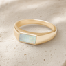 Solid 14K Gold Men's Desoto Ash Ring with Crushed Cream Opal