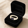 Solid 14K Gold Men's Desoto Ash Ring with Black Flame Opal