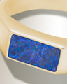 Solid 14K Gold Men's Desoto Ash Ring with Opal Blue Waters