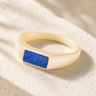 Solid 14K Gold Men's Desoto Ash Ring with Opal Blue Waters