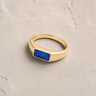 Solid 14K Gold Men's Desoto Ash Ring with Opal Blue Waters
