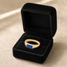 Solid 14K Gold Men's Desoto Ash Ring with Opal Blue Waters