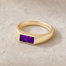 Solid 14K Gold Men's Desoto Ash Ring with Lilac Pearl Opal
